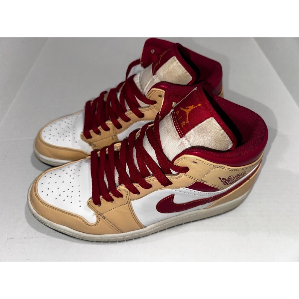 Men’s Size 11 - AIR JORDAN 1 MID "LIGHT CURRY CARDINAL". Barely Worn W/ Box🔥🔥